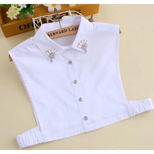 2017 new cotton retro lace pearl necklace blouse collar lace white shirts Fake Ladies Shirt Fake Collar Fountain Shirt Spring