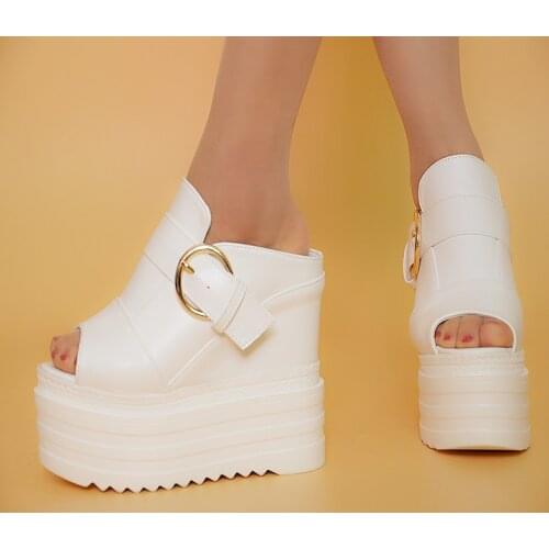 2020 new 13CM super high heel womens slippers Europe and America nightclub wedges slippers muffin thick sandals and slippers