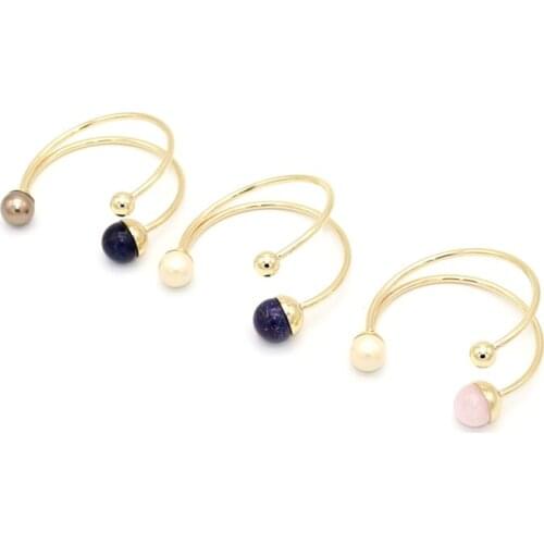 New Mint 4 Colored Double Round Stone Cuff Bangles for Women