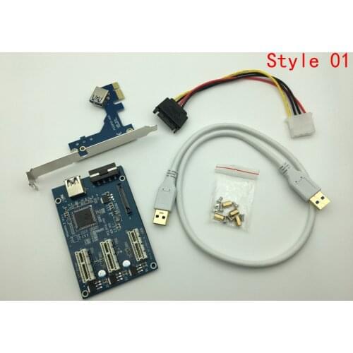 PCI-E 1X Expansion Kit 1 to 3 Port and to 4 PCI Express Switch Multiplier Expander Hub Riser Expansion Card for BTC Miner Mining