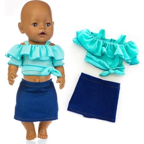 Short Fashion Set Fit For born baby 43cm Doll Clothes Doll Accessories For 17inch Baby Doll