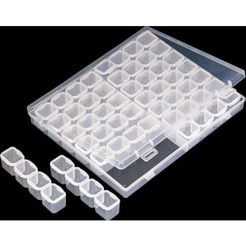 56 GridsTransparent Plastic Storage Jewelry Box Compartment Container For Beads Earring Box For Jewelry Rectangle Box Case