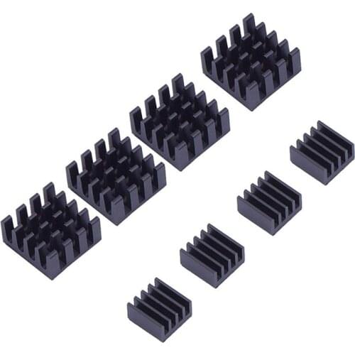 Raspberry pi 3 heatsink, 8 piece black aluminum heat sink cooler cooling kit for raspberry pi 3/2/Model B/B
