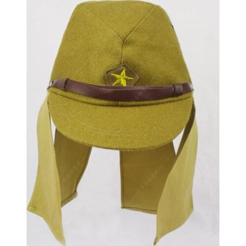 Replica WWII Japanese Army IJA Soldier Field Wool Cap Hat W Havelock Neck Flap
