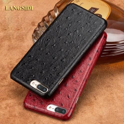 Luxury brand phone case ostrich grain half-wrapped phone case For iPhone 7 Plus phone case full handmade custom processing