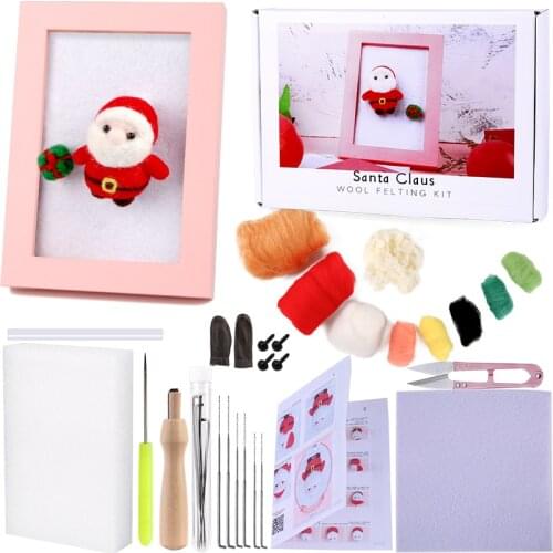 KAOBUY Christmas Needle Felting Kit Needle Felting Beginner With Photo Frame and Instructions Felting Supplies For Crafts DIY
