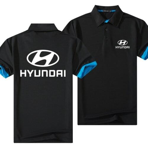New Summer Hyundai Car Brand Logo Lapel Polo Men Cotton Tee Shirts Casual Breathable Short Sleeve 5 Color