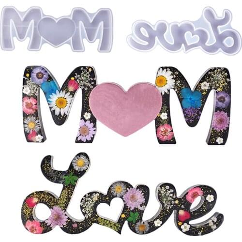 DIY Crystal Epoxy Resin Mold Mothers Day Mom Family Love Word Silicone Mold