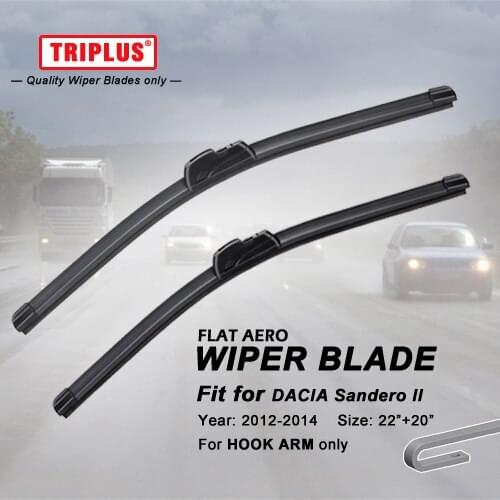 Wiper Blade for RENAULT DACIA Sandero mk2 (2012-2014) 1set 22"+20", Flat Aero Wiper Frameless Soft Wiper Sandero 2 II