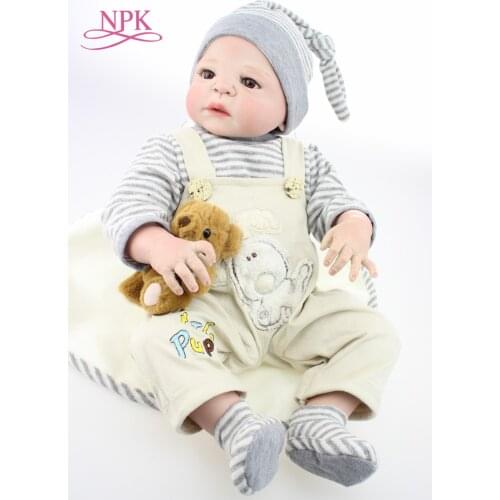 NPK Silicone Full Body Reborn Dolls 23'' Realistic Handmade Baby Dolls Boy Toy Waterproof Boneca Model Birthday Gifts