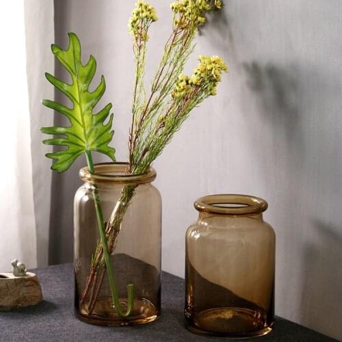 Glass Art Big Nordic Wedding Vase Garden Modern Transparent Bathroom Brown Floor Rose Office Vintage Wazony Vases BY50HP