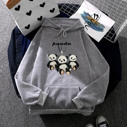 Harajuku Sweatshirts Ladies Warm Gothic Streetwear Punk Women Hoodies Cartoon Fashion Casual Simple Panda Printing Hoodie