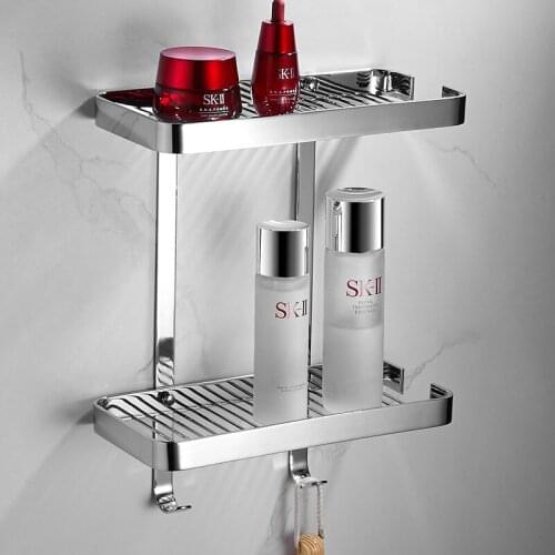 Bathroom Corner Shelf Solid Brass Bath Shower Holder Wall Mount Bolt Inserting Type Chrome/Brushed Gold Storage Organizer Rack