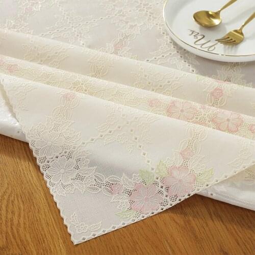 Proud Rose Waterproof Tablecloth PVC Oil-proof Disposable Lace Table Cloth Nordic Coffee Table Table Mat Hollow Cloth Decoration