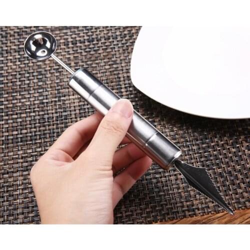 YUJIE Stainless Steel Fruit Platter Carving Knife Melon Baller Spoon Ice Cream Scoop Watermelon Kitchen Cutting Tools