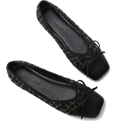 2020 Free Shipping Soft Bottom Ballet Flats Bow Weave Womens Loafers Shoes Slip-on Woman Casual Flat Shoe Size 11 Women Shoes