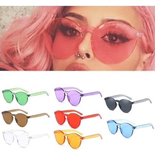 1pc rimless sunglasses women 2020 trending products high quality red yellow violet purple orange frameless oculos feminino New