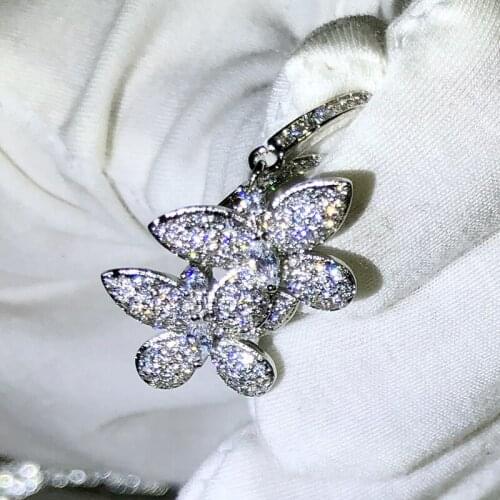 New Full Clear aaa Cubic Zirconia 925 Sterling Silver Butterfly Drop Earrings for Women Wedding Party Jewelry Top Quality Gifts