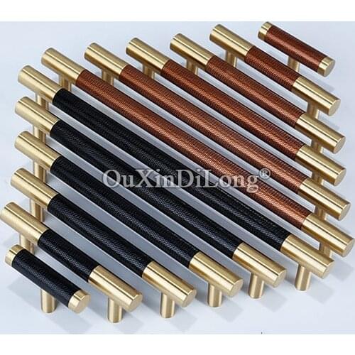1PCS Knurled/Textured Long Handle Brass+Aluminum Alloy Kitchen Cabinet Knobs and Handles Drawer Pulls Knobs T Bar GF510