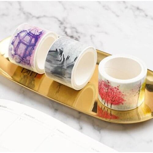 1pcs Hand account DIY and paper tape wholesale Smoke rain Jiangnan series and paper tape 3cm 3 packs Random