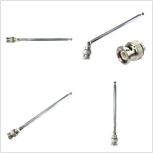 New 1Pcs Stainless Steel FM Radio Antenna BNC Connector Telescopic Aerial