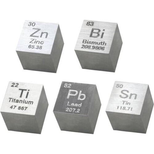 10 x 10 x 10mm Wiredrawing Stannum Bismuth Zinc Plumbum Titanium Cube Set Periodic Table Chemical Elements Collection