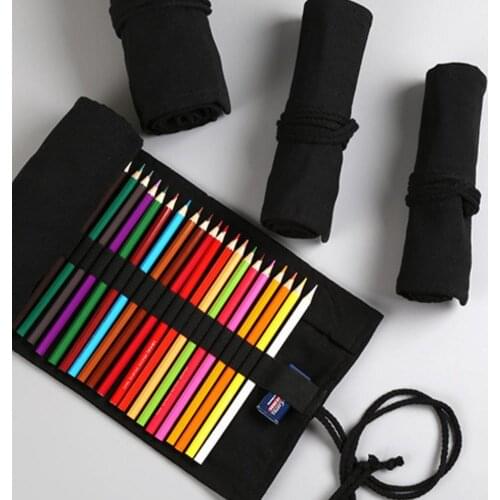 12/24/36/48/72 Holes Unisex Pencil Case Pen Bag Roll Holder Supplies Container