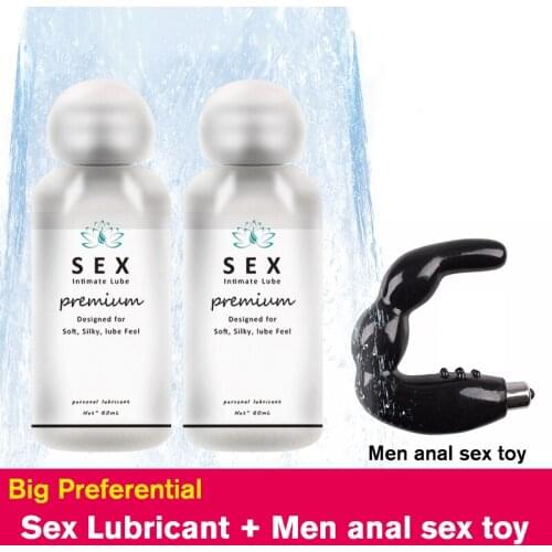 2PCS Anal lubricant Water Based Vagina Tightening Gel Oral Sex Body Massage Oil+peineili Anus Massager Anal Vibrator for Man