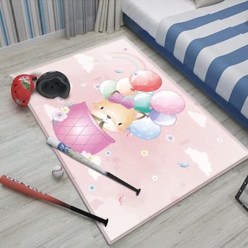 2021 Non-Slip Children Safety Flannel Carpet Cute Fox Picture Baby Hand Print Carpet Baby Play Fashion Mat Carpet Children