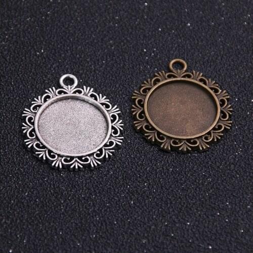4pcs/lot Vintage Cameo Round Cabochon Settings 20mm two colors Photo Charm Pendant 7C1199