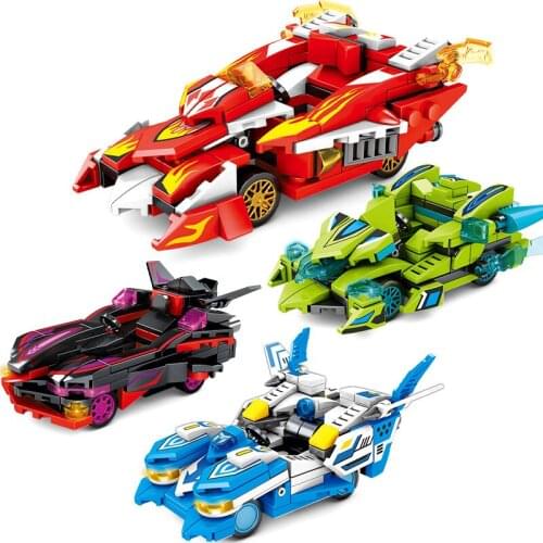 597Pcs City Science Technic Series Educational Building Blocks DIY Toys For Kids 607203 4Type Pull Back Racing Car Figure Models