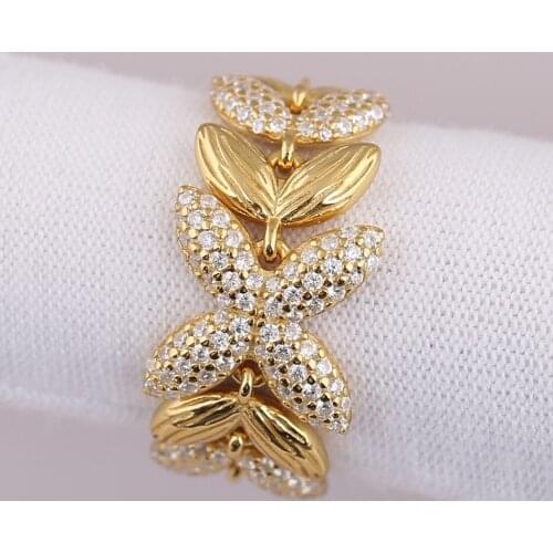 Authentic S925 Shine Circle Of Seeds With Crystal Rings For Women Wedding Party Gift fit Lady Fine Jewelry