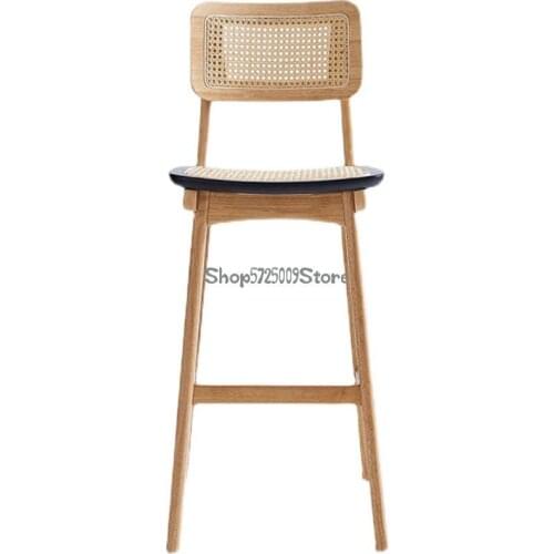 Solid wood bar chairs, rattan chairs, bar chairs, high stools, dining chairs, modern household light luxury dining chairs, loung