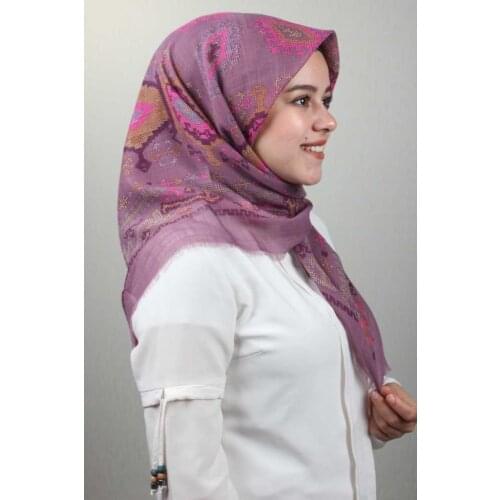 BAYSEM PATTERNED LINEN FLAMLI SCARF-KANEVİÇE DESEN-06 - RENK-11