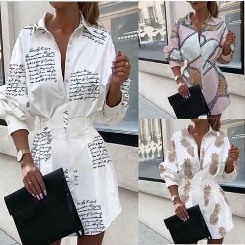 Leosoxs 2021 Spring Autumn Fashion Turn-down Collar Womens Shirts Casual Tunic Solid Print Lantern Sleeve Lady Long Shirt Tops