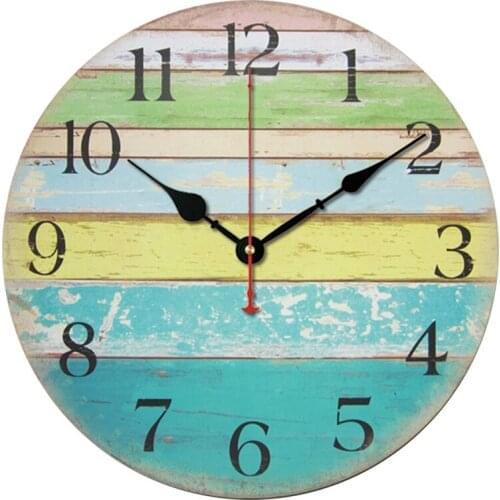 Large Round Wall Clock,Nautical Weathered Shabby Chic Beach Hut Style,Silent Non Ticking Wall Clock,30cm