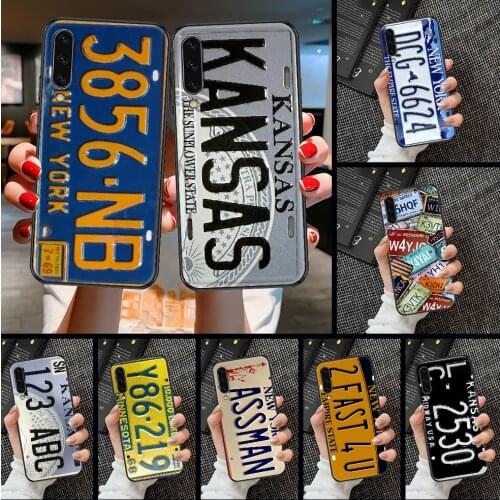 Retro License Plate Number Phone case For Samsung Galaxy A 3 5 7 8 10 20 21 30 40 50 51 70 71 E S 2016 2018 4G black painting