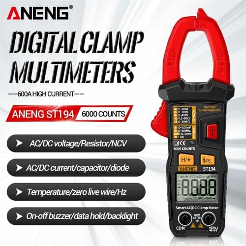 Digital Clamp Meter Multimeter True RMS Count DC/AC Current Clamp True RMS High Precision Capacitance NCV Ohm Hz Tester