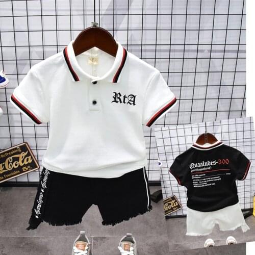 Childrens Clothing Baby Boys Casual T Shirt Kids Shorts Sleeve Tee Shirt Baby Letter Printed Top Tees Boys Turn-down Collar Tee
