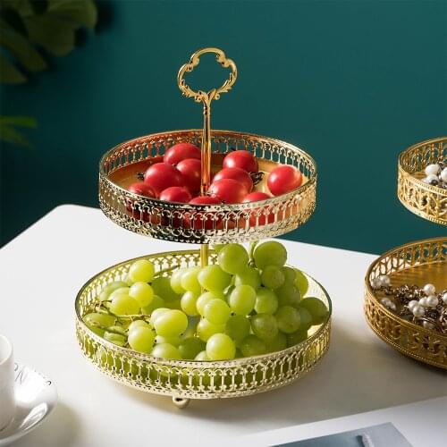 European Moetal Plate Snack Fruit Storage Cake Stand Living Room Home Decoration Accessories Jewelry Organizer Trays Decorative