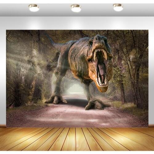 Forest Animal Photography Backdrop Children Birthday Party Banner Jurassic World Background Dinosaur Park Cake Table Decorations