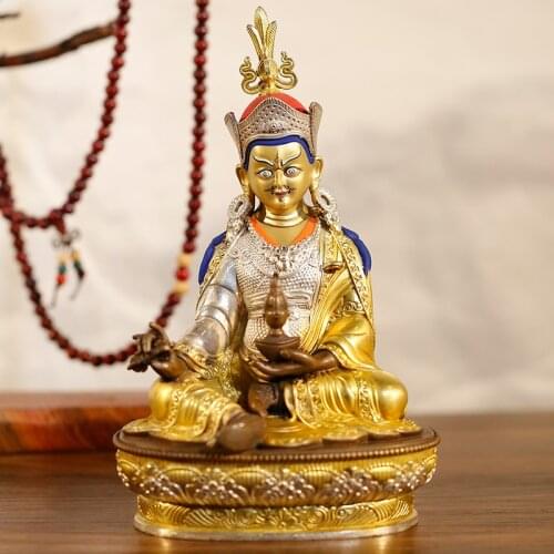 GOOD quality Gilding Buddha statue Nepal Tibet temple bless safe healthy good luck Padmasambhava Guru Rinpoche bronze buddha