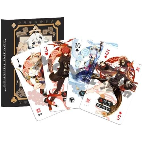 Genshin Impact Zhongli Venti Kaedehara Kazuha Kaeya Cosplay Poker Desk Playing Cards Board Gaming Card Creative Gift with Box