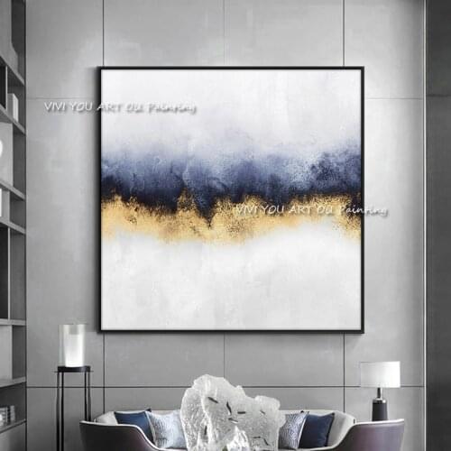 The Best Gift Brush Shadow Black Yellow White Handmade Canvas Painting Artwork Picture Modern Oil Wall Office Home Decoration