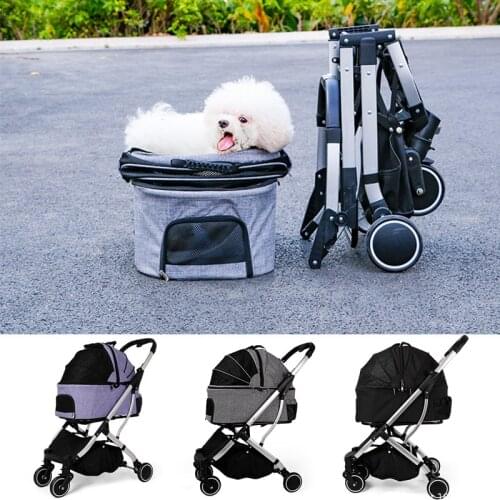 Pet Cat Stroller Baby Stroller Dog Carrier Transportation Dog Car Seat Cabin Separation Portable Folding Pet Dogs Walking