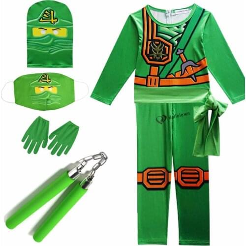 Ninja Costume Boy Costume Child Fancy Party Dress Up Carnival Halloween Costume For Kids Ninja Cosplay Superhero Jumpsuit