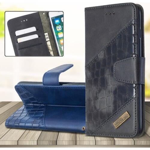For Huawei P40 Pro LIte E P30Lite Fashion Crocodile Pattern Splice Leather Case Wallet Card Holder Stand Flip Phone Case Cover
