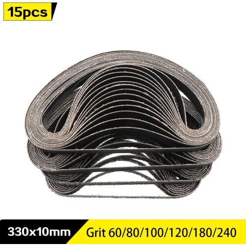 15pcs 330*10mm Abrasive Sanding Belt 60-240 Grits Sandpaper Abrasive Bands For Belt Sander Abrasive Tool Wood Metal Polishing