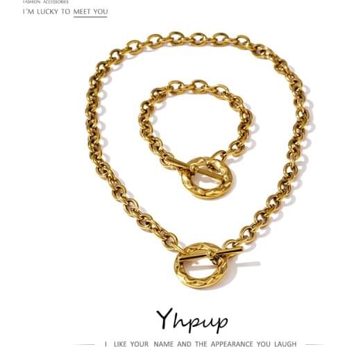 Yhpup Fashion Golden Metal Choker Stainless Steel Necklace for Women Charm Collar Necklace 14 k Jewelry Bijoux Femme Accessories