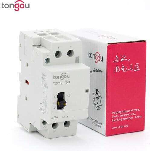 2P 40A 2NO 220V/230V 50/60HZ Din rail Household AC Modular contactor with Manual Control Switch